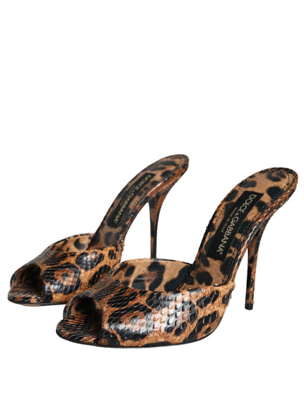 Dolce & Gabbana Brown Leopard Print Leather Sandals