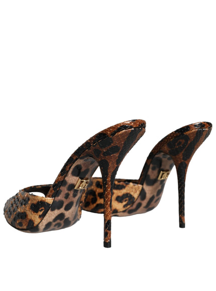 Dolce & Gabbana Brown Leopard Print Leather Sandals