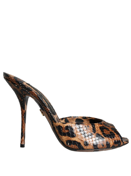 Dolce & Gabbana Brown Leopard Print Leather Sandals