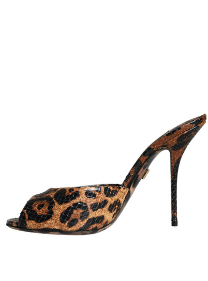 Dolce & Gabbana Brown Leopard Print Leather Sandals