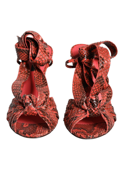 Dolce & Gabbana Coral Exotic Leather Heels Sandals Shoes