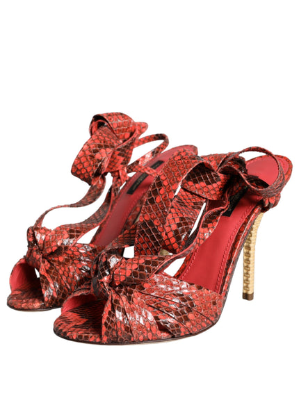 Dolce & Gabbana Coral Exotic Leather Heels Sandals Shoes