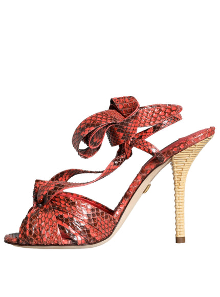 Dolce & Gabbana Coral Exotic Leather Heels Sandals Shoes