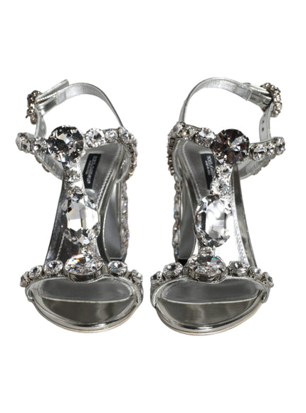 Dolce & Gabbana Silver Crystals High Heels Sandals Shoes