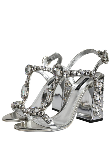 Dolce & Gabbana Silver Crystals High Heels Sandals Shoes