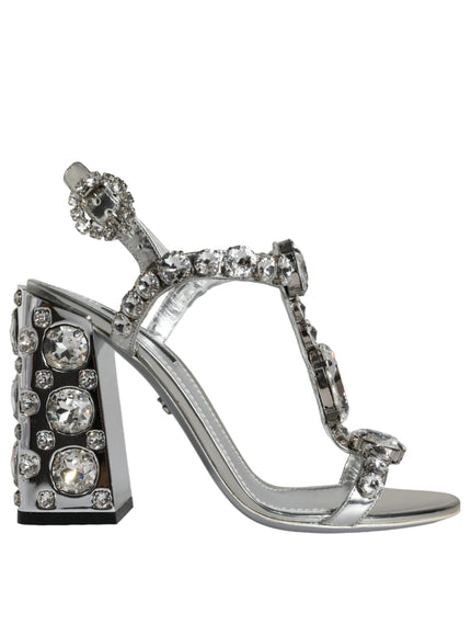 Dolce & Gabbana Silver Crystals High Heels Sandals Shoes