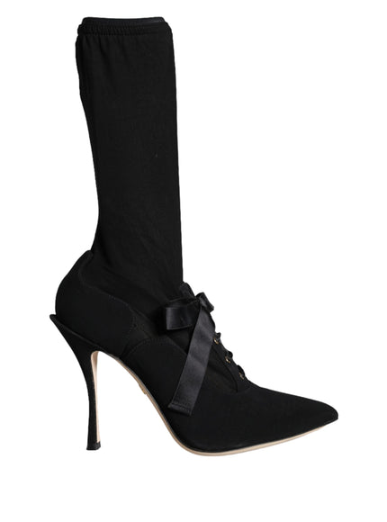 Dolce & Gabbana Black Stiletto Heels Mid Calf Boots Shoes