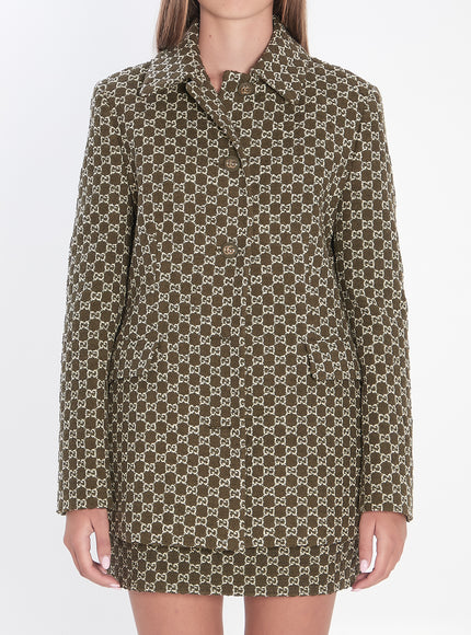 Gucci Gg Monogram Jacket Green