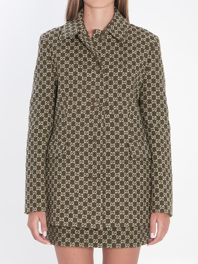 Gucci Gg Monogram Jacket Green