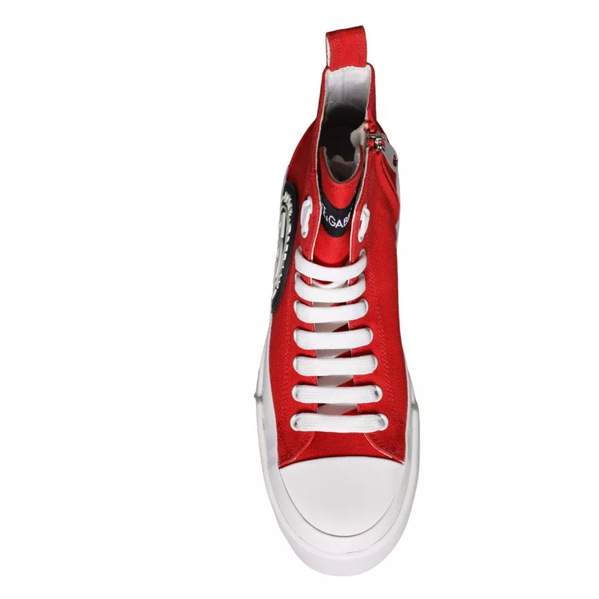 Dolce & Gabbana Red Canvas Logo Sneakers