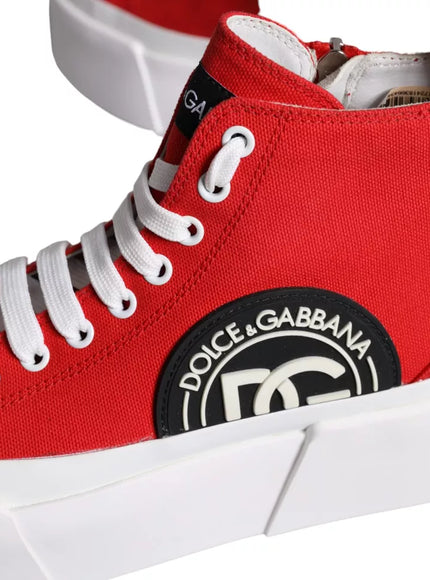 Dolce & Gabbana Red Canvas Logo Sneakers