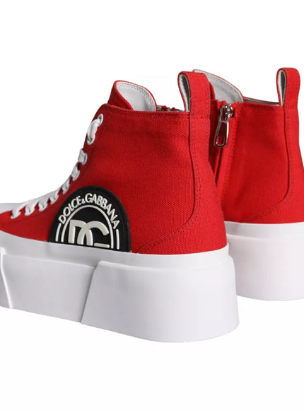 Dolce & Gabbana Red Canvas Logo Sneakers