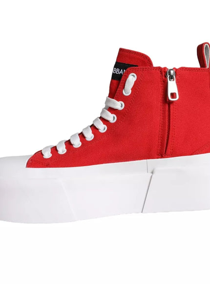 Dolce & Gabbana Red Canvas Logo Sneakers