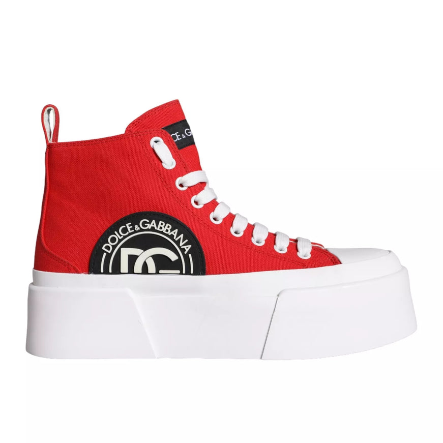 Dolce & Gabbana Red Canvas Logo Sneakers