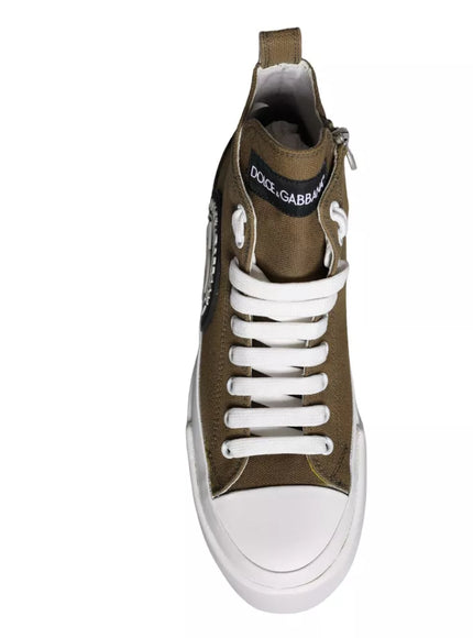 Dolce & Gabbana Canvas Logo Print High Top Sneakers