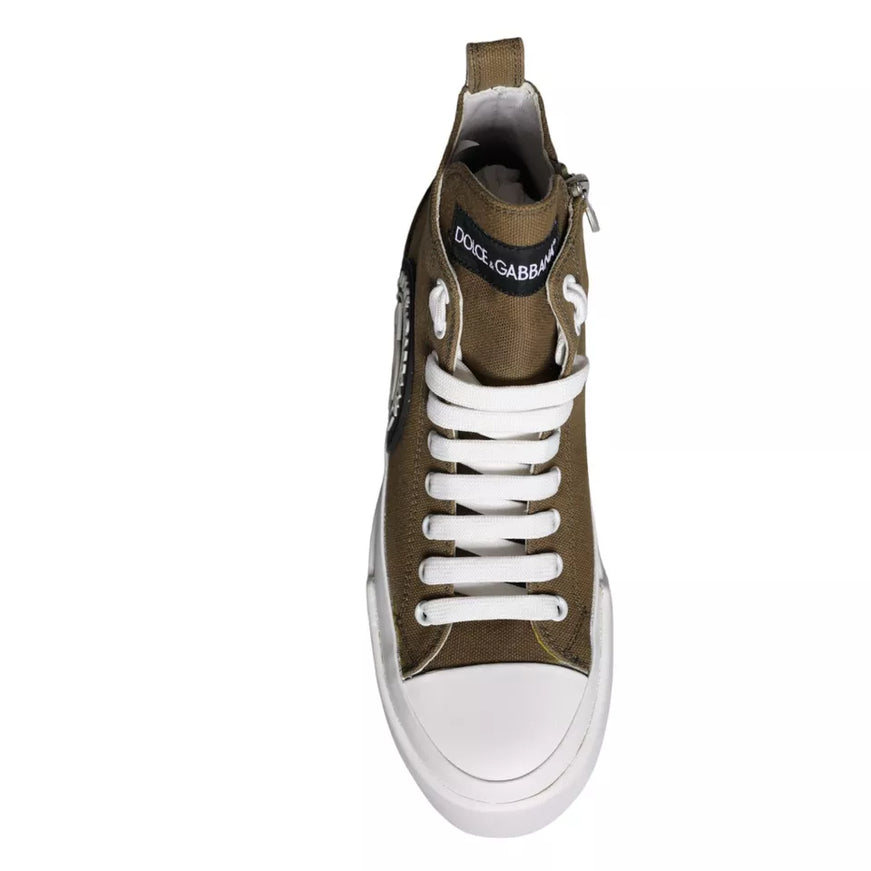 Dolce & Gabbana Canvas Logo Print High Top Sneakers