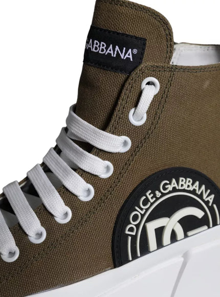 Dolce & Gabbana Canvas Logo Print High Top Sneakers