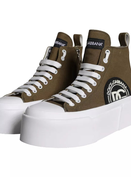 Dolce & Gabbana Canvas Logo Print High Top Sneakers