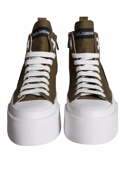 Dolce & Gabbana Canvas Logo Print High Top Sneakers