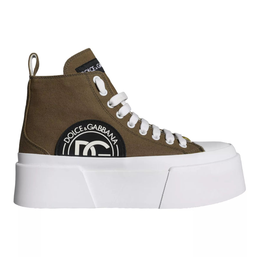 Dolce & Gabbana Canvas Logo Print High Top Sneakers