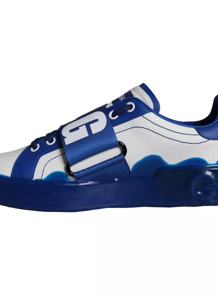 Dolce & Gabbana Amore Print Sneakers In Blue Leather