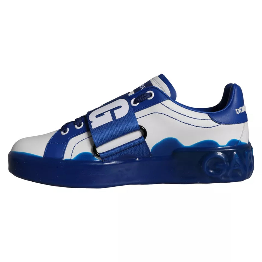 Dolce & Gabbana Amore Print Sneakers In Blue Leather