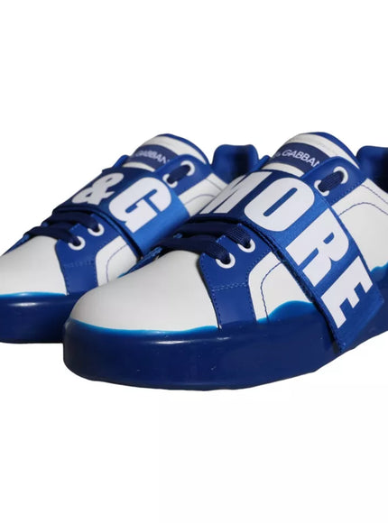 Dolce & Gabbana Amore Print Sneakers In Blue Leather