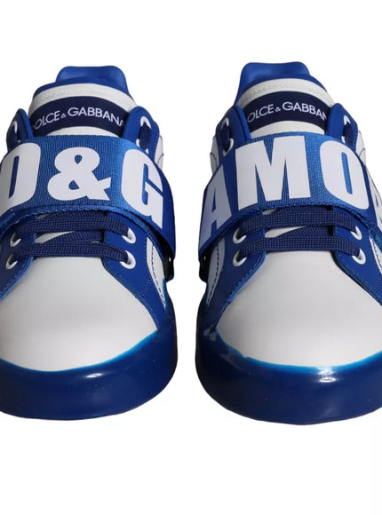 Dolce & Gabbana Amore Print Sneakers In Blue Leather