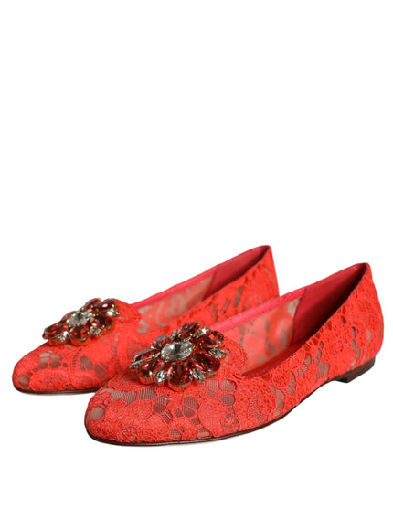 Dolce & Gabbana Crystal Ballet Flats With Lace