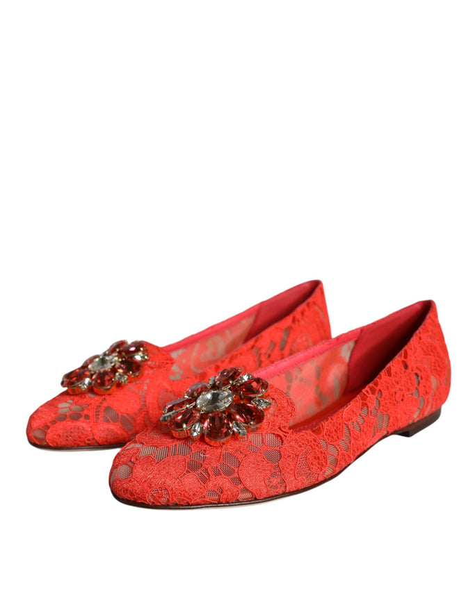 Dolce & Gabbana Crystal Ballet Flats With Lace