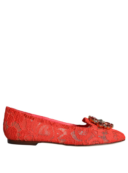 Dolce & Gabbana Crystal Ballet Flats With Lace