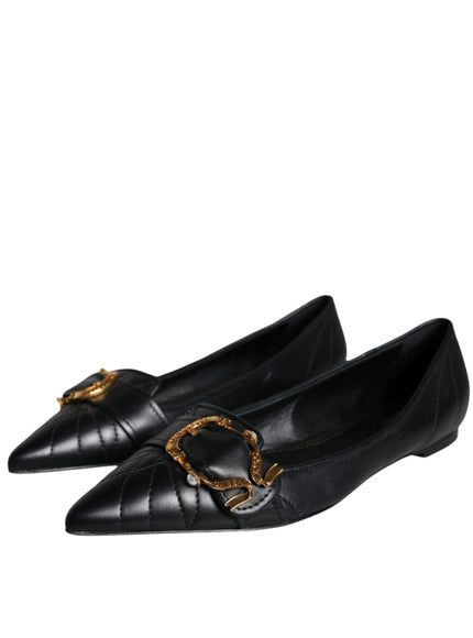 Dolce & Gabbana Devotion Leather Ballerina Flats