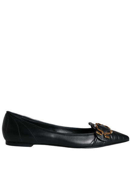 Dolce & Gabbana Devotion Leather Ballerina Flats