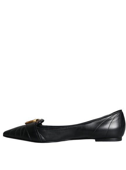 Dolce & Gabbana Devotion Leather Ballerina Flats