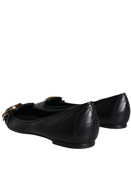 Dolce & Gabbana Devotion Leather Ballerina Flats