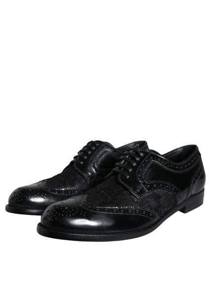 Dolce & Gabbana Leather Floral Detail Formal Shoes