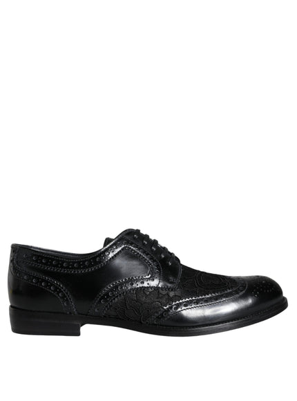 Dolce & Gabbana Leather Floral Detail Formal Shoes