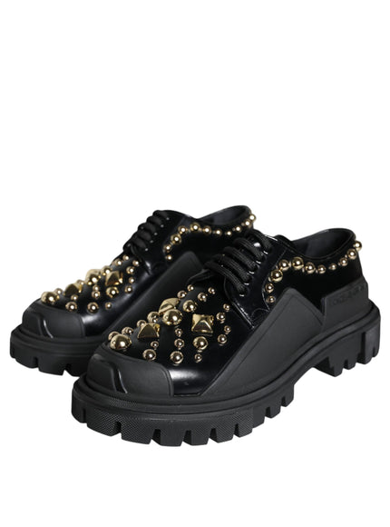 Dolce & Gabbana Derby Embellished Shoes In Black