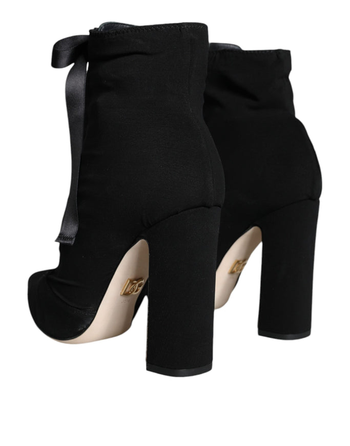 Dolce & Gabbana Jersey Stretch Ankle Booties In Black