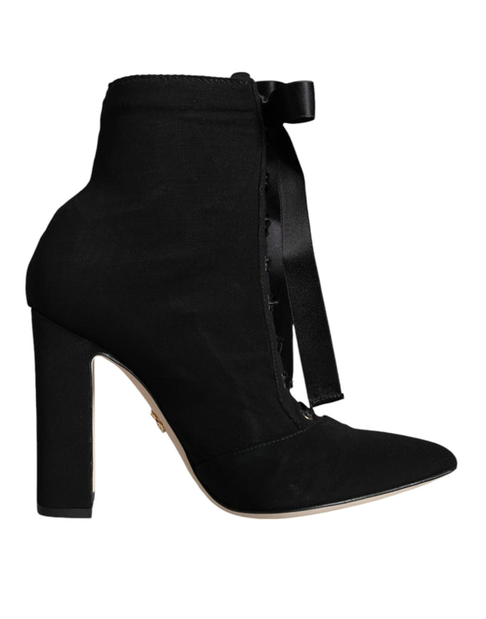 Dolce & Gabbana Jersey Stretch Ankle Booties In Black