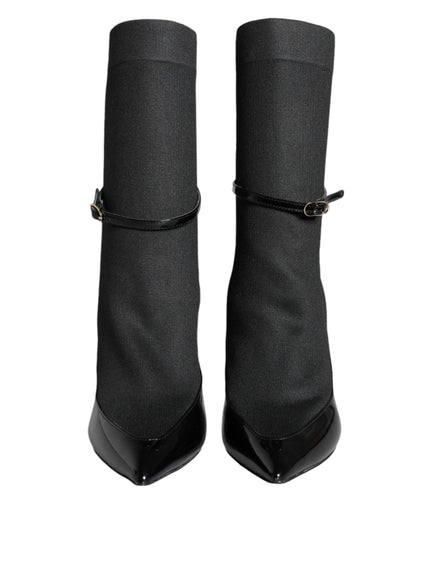 Dolce & Gabbana Black Stretch-Sock Stiletto Boots