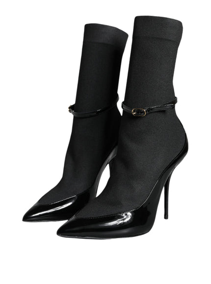 Dolce & Gabbana Black Stretch-Sock Stiletto Boots