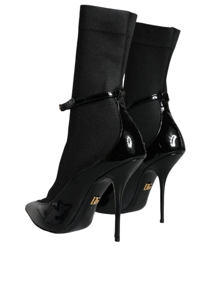 Dolce & Gabbana Black Stretch-Sock Stiletto Boots