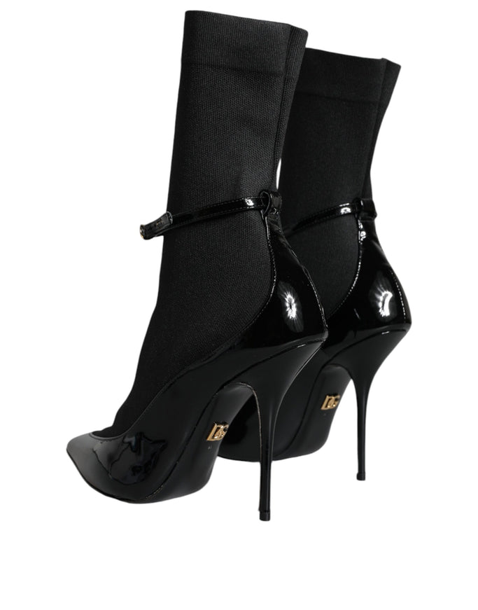 Dolce & Gabbana Black Stretch-Sock Stiletto Boots