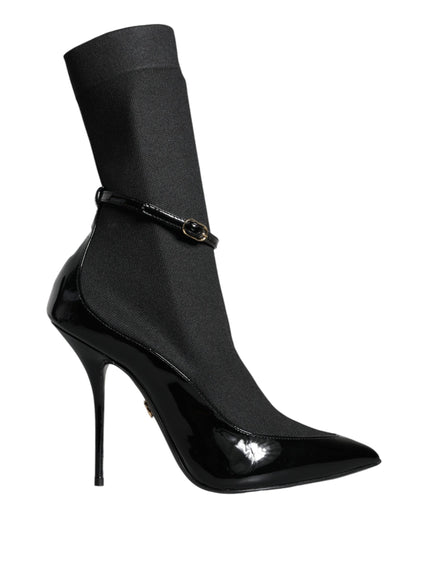 Dolce & Gabbana Black Stretch-Sock Stiletto Boots