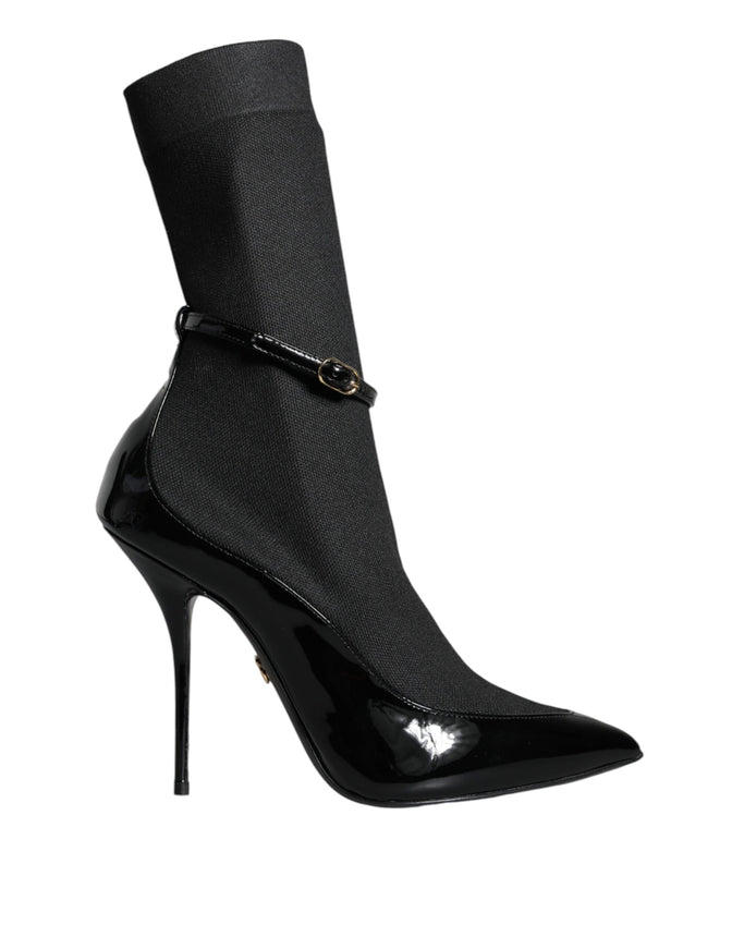 Dolce & Gabbana Black Stretch-Sock Stiletto Boots