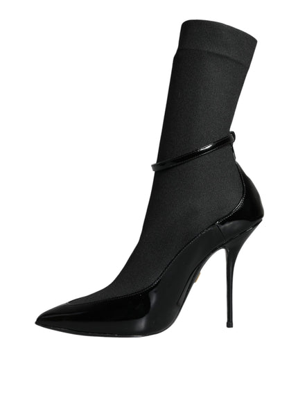 Dolce & Gabbana Black Stretch-Sock Stiletto Boots