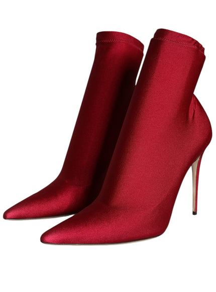 Dolce & Gabbana Stretch Stilettos Ankle Boots In Red