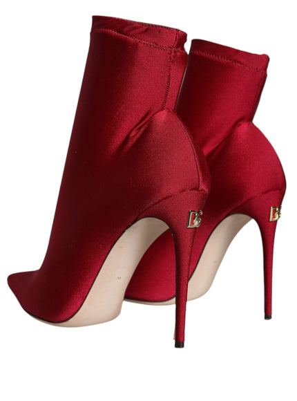 Dolce & Gabbana Stretch Stilettos Ankle Boots In Red