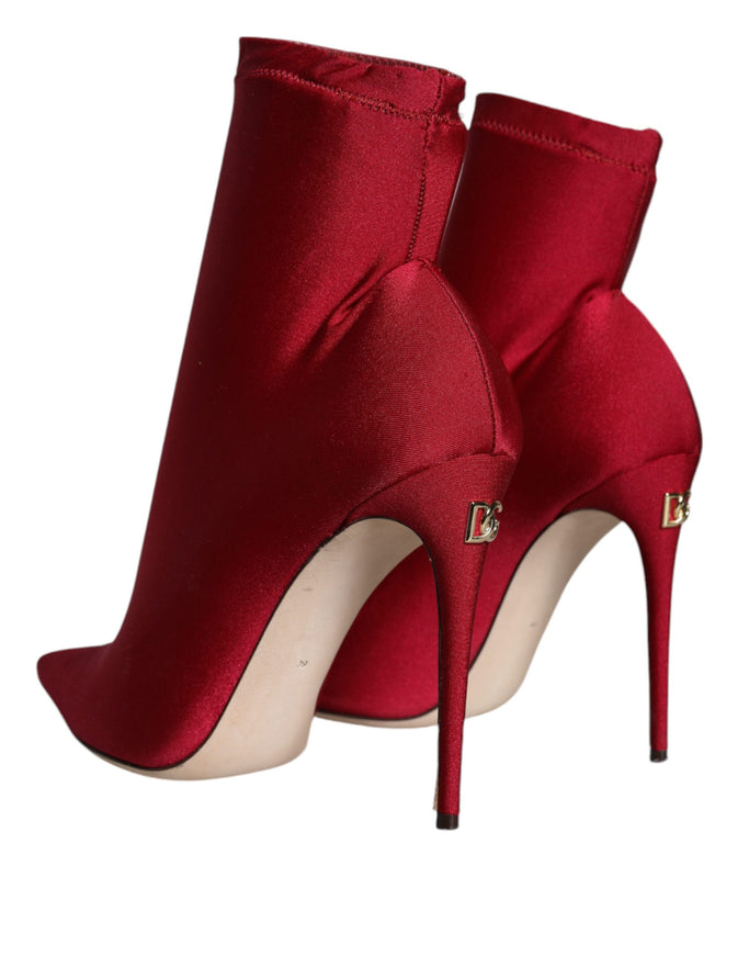 Dolce & Gabbana Stretch Stilettos Ankle Boots In Red